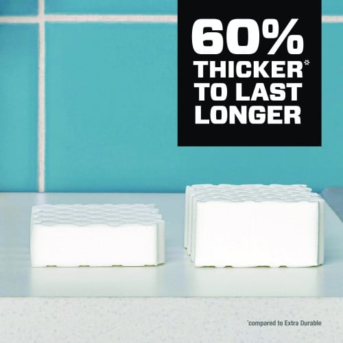 Mr. Clean Magic Eraser, Ultra-Thick, 4.6" x 2.3", 1.2" Thick, White, 5/Pack, 2 Packs/Carton (12413)