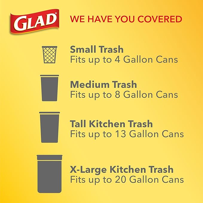 Glad Medium Trash Bags, 8 Gallon, Febreze Fresh Clean Garbage Bags, With Odor Control and Drawstring, 80 Count