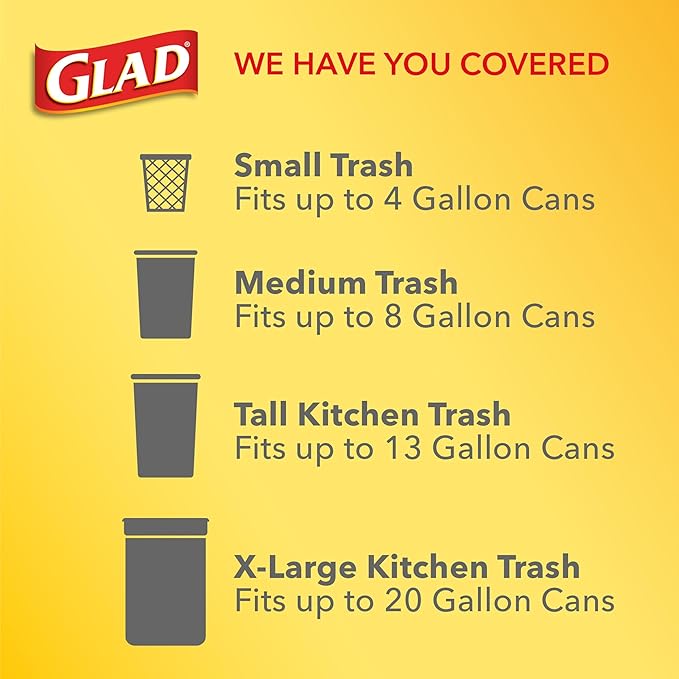 Glad Trash Bags, OdorShield Small Garbage Bags, Gain Original & Febreze, 4 Gal, 26 Count (Pack of 6)