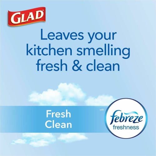 Glad ForceFlex Tall Kitchen Drawstring Trash Bags Fresh Clean with Febreze Freshness - 13 gal Capacity - 27.38" Length x 24" Width x 1.05 mil (27 Micron) Thickness - Drawstring Closure - White - Kitchen - 40 / Box (78361)