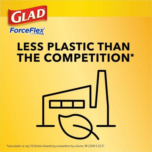 Glad ForceFlex Tall Kitchen Drawstring Trash Bags Fresh Clean with Febreze Freshness - 13 gal Capacity - 27.38" Length x 24" Width x 1.05 mil (27 Micron) Thickness - Drawstring Closure - White - Kitchen - 40 / Box (78361)