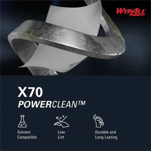 Wypall PowerClean X70 Medium Duty Cloths - Pop-Up Box 8.34" Width x 16.80" Length - White - Hydroknit/ - 100 / Box (41455)