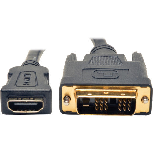 Eaton Tripp Lite Series HDMI to DVI-D Adapter Cable (F/M), 8 in. (20.3 cm) 8" DVI-D/HDMI Video Cable for Video Device - First End: 1 x DVI-D (Single-Link) Digital Video - Male - Second End: 1 x HDMI Digital Audio/Video - Female - Supports up to (P13008N)