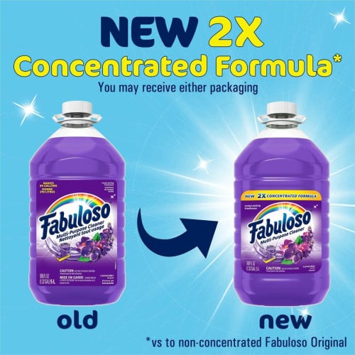 Fabuloso® Multi-Purpose Cleaner, Lavender Scent, 169 oz. Bottle For Multipurpose - 169 fl oz (5.3 quart) - Lavender Scent - Recommended For: Grease Remover, Soil Remover - Residue-free, pH Neutral, Child Safety Cap - Purple Bottle - 1 Each (153122)