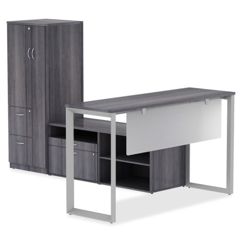 Lorell Relevance Series Tabletop 59.9" Width x 23.6" Depth x 1" Thickness Table Top - Straight Edge - Finish: Charcoal, Laminate (LLR16202)