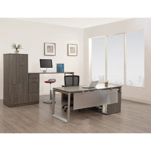 Lorell Relevance Series Tabletop 59.9" Width x 23.6" Depth x 1" Thickness Table Top - Straight Edge - Finish: Charcoal, Laminate (LLR16202)
