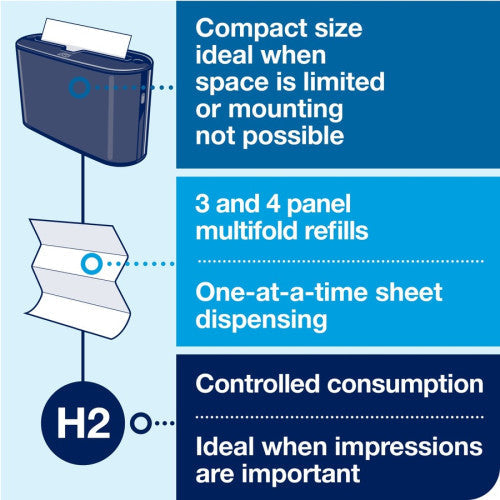 Tork® Xpress Countertop Hand Towel Dispenser, Black Multifold Dispenser - 7.9" Height x 12.7" Width x 4.6" Depth - Plastic - Black - Compact, Lockable - 1 Each (302028)
