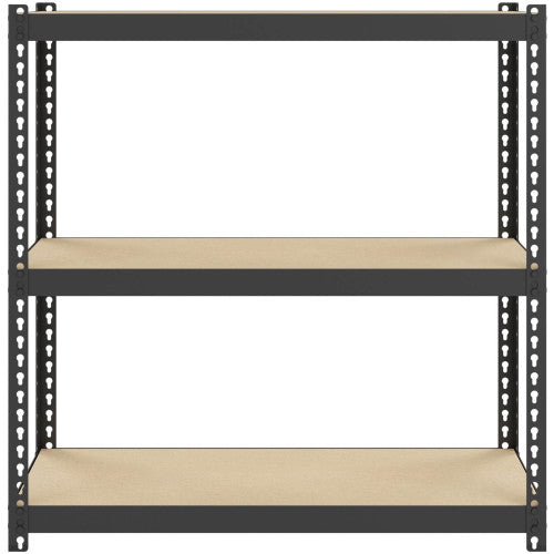 Lorell Narrow Riveted Shelving 3 Shelf(ves) - 30" Height x 30" Width x 12" Depth - 28% Recycled - Black - Steel - 1 Each (LLR66962)