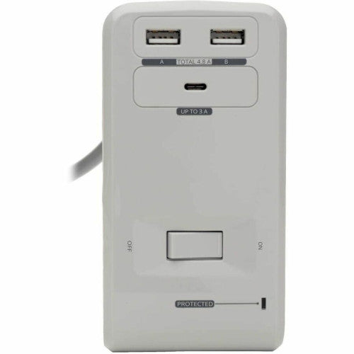Eaton Tripp Lite Series 6-Outlet Surge Protector w/2 USB-A (4.8A Shared) & 1 USB-C (3A) - 8 ft. (2.43 m) Cord, 1080 Joules, Desk Clamp 6 x NEMA 5-15R, 2 x USB - 1800 VA - 1080 J - 120 V AC Input - 8 ft (TLP648USBC)