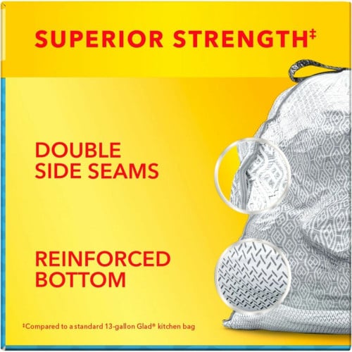 Glad ForceFlexPlus X-Large Kitchen Drawstring Bags Fresh Clean with Febreze Freshness - Large Size - 20 gal Capacity - 32.01" Length x 24.02" Width - Drawstring Closure - Gray - Home, Garbage, Office, Kitchen - 30/Box - 6 / Carton (78913CT)