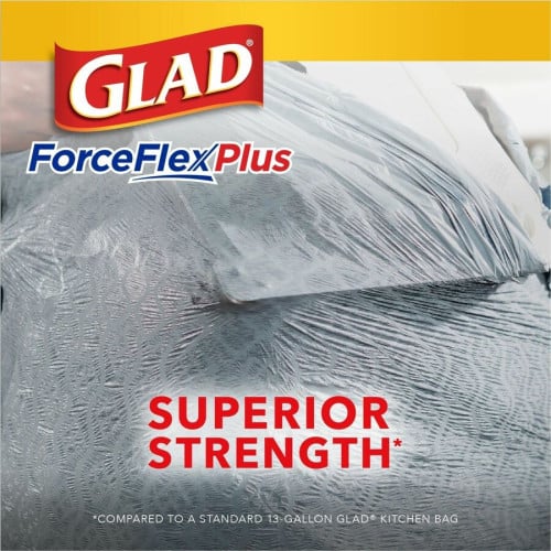 Glad ForceFlexPlus X-Large Kitchen Drawstring Bags Fresh Clean with Febreze Freshness - Large Size - 20 gal Capacity - 32.01" Length x 24.02" Width - Drawstring Closure - Gray - Home, Garbage, Office, Kitchen - 30/Box - 6 / Carton (78913CT)