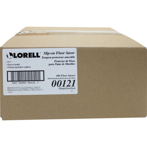 Lorell 1-3/8" Round Leg Slip-on Floor Savers Gray - Vinyl - 100/Box (LLR00121)