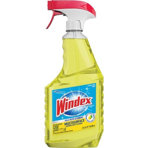 Windex® MultiSurface Disinfectant Spray, Citrus, 23 oz., 8 Spray Bottles Ready-To-Use - 23 fl oz (0.7 quart) - Fresh Citrus Scent - Residue-free, Non-porous - Yellow Bottle - 8 / Carton (305498CT)