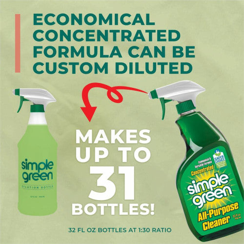 Simple Green All-Purpose Concentrated Cleaner For School, Government Facilities, University - Concentrate - Liquid - 32 fl oz (1 quart) - Original Scent - Non-abrasive, Non-flammable - Green - 1 Each (13033)