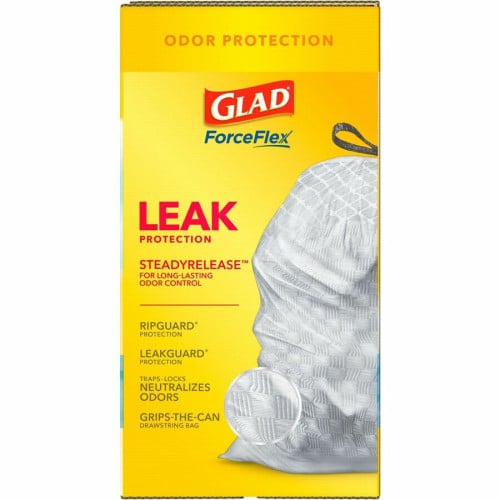 Glad ForceFlex Tall Kitchen Drawstring Trash Bags Fresh Clean with Febreze Freshness - 13 gal Capacity - 25.38" Length x 23.75" Width x 0.72 mil (18 Micron) Thickness - Drawstring Closure - White - Home, Office/ - 110 / Box (78563)