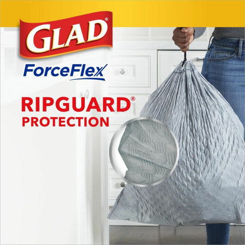 Glad ForceFlex Tall Kitchen Drawstring Trash Bags Fresh Clean with Febreze Freshness - 13 gal Capacity - 25.38" Length x 23.75" Width x 0.72 mil (18 Micron) Thickness - Drawstring Closure - White - Home, Office/ - 110 / Box (78563)