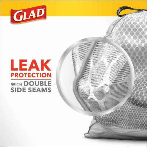 Glad ForceFlex Tall Kitchen Drawstring Trash Bags Fresh Clean with Febreze Freshness - 13 gal Capacity - 25.38" Length x 23.75" Width x 0.72 mil (18 Micron) Thickness - Drawstring Closure - White - Home, Office/ - 110 / Box (78563)