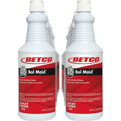 Betco Bol Maid Toilet Cleaner, Mint Scent, 1 Quart, Pack Of 12 Ready-To-Use - 32 fl oz (1 quart) - 38.60 oz (2.41 lb) - Mint Scent - Blue - 12 / Carton (0721200)