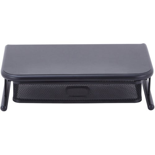 Lorell Mesh Wire Monitor Stand Desktop - Powder Coated - Steel - Black (LLR84147)
