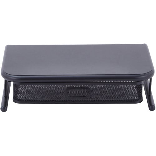 Lorell Mesh Wire Monitor Stand Desktop - Powder Coated - Steel - Black (LLR84147)