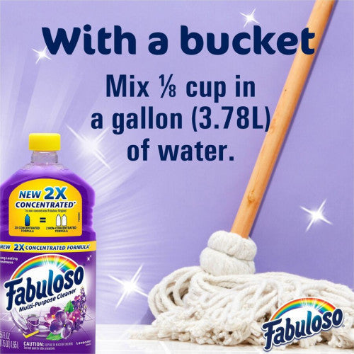 Fabuloso® All-Purpose Cleaner, Lavender Scent, 56 oz. Bottle, 6 Bottles 56 fl oz (1.8 quart) - Lavender Scent - Rinse-free, Residue-free, Long Lasting, Easy to Use - Purple Bottle - 6 / Carton (153041CT)
