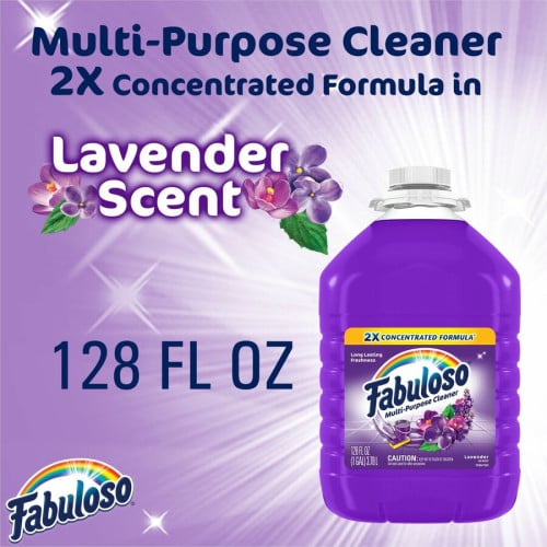 Fabuloso® All-Purpose Cleaner, Lavender Scent, 128 oz. Bottle 128 fl oz (4 quart) - Lavender Scent - Rinse-free, Residue-free, Long Lasting - Purple - 1 Each (153058)