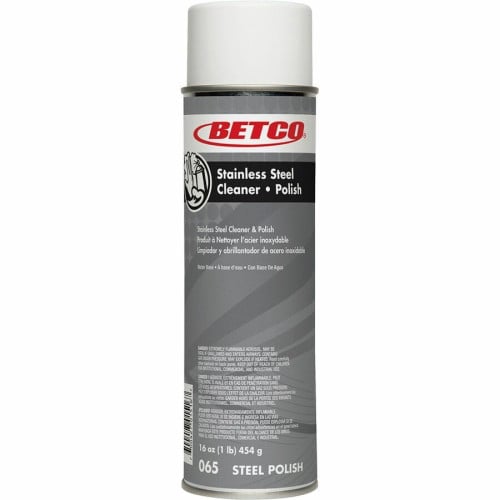 Betco Stainless Steel Cleaner & Polish Ready-To-Use - 16 fl oz (0.5 quart) - Characteristic Scent - Non-greasy, Film-free - White Can - 12 / Carton (0652300CT)