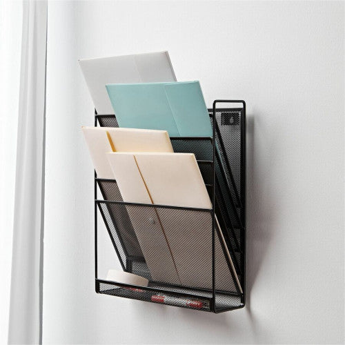 Lorell 5-Pocket Wall File 5 Pocket(s) - Black - Steel Mesh - 1 Each (LLR95280)