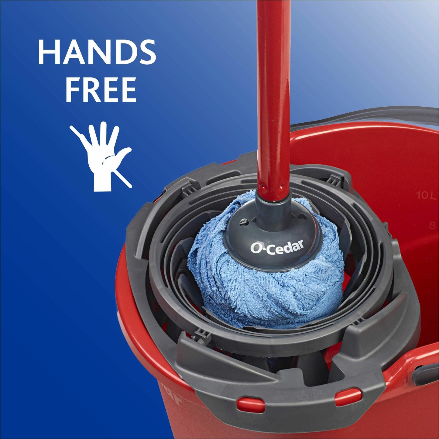 O-Cedar QuickWring Bucket 2.50 gal - Handle, Wringer - Red, Gray - 1 Each (164196)