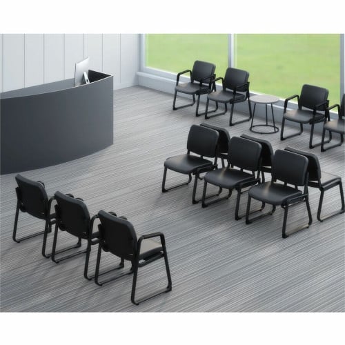 Lorell Black Fabric Guest Chair Plywood, Fabric Seat Material - Plywood, Fabric Back Material - Powder Coated Frame Color - Metal Frame Material - Sled Base - Black - 1 Each (LLR84596)