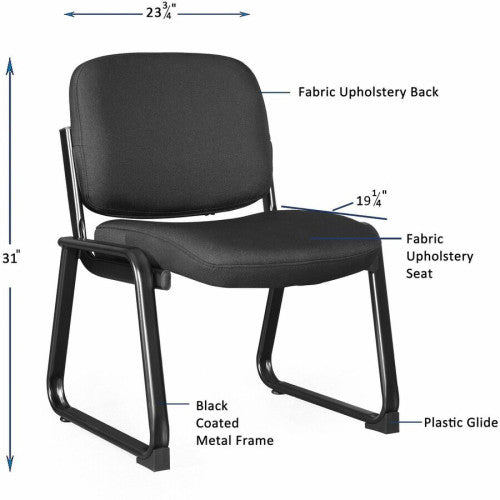 Lorell Black Fabric Guest Chair Plywood, Fabric Seat Material - Plywood, Fabric Back Material - Powder Coated Frame Color - Metal Frame Material - Sled Base - Black - 1 Each (LLR84596)