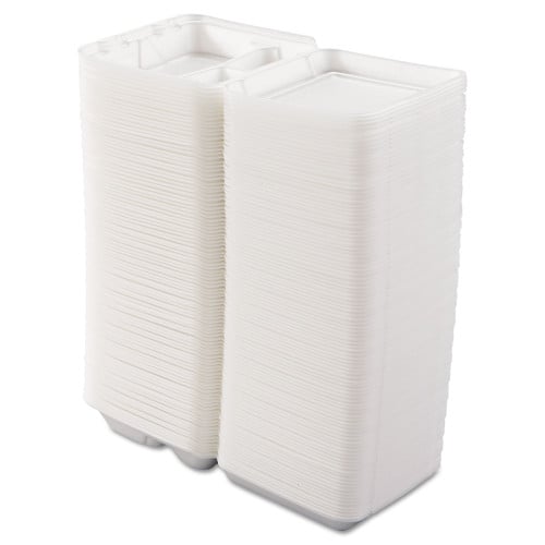 Dart Foam Hinged Lid Containers, 3-Compartment, 7.5 x 8 x 2.3, White, 200/Carton (80HT3R)