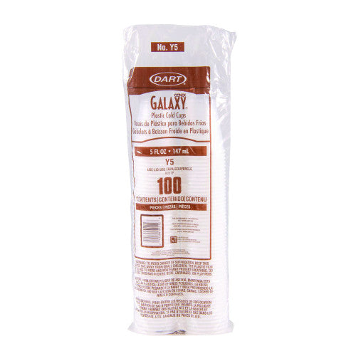 Dart High-Impact Polystyrene Cold Cups, 5 oz, Translucent, 100 Cups/Sleeve, 25 Sleeves/Carton (Y5CT)