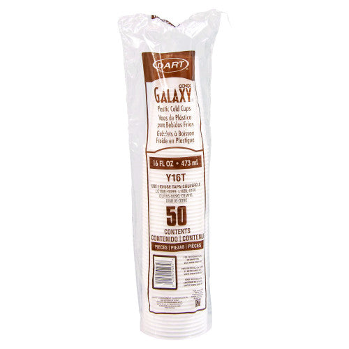 Dart High-Impact Polystyrene Cold Cups, 16 oz, Translucent, 50 Cups/Sleeve, 20 Sleeves/Carton (Y16T)