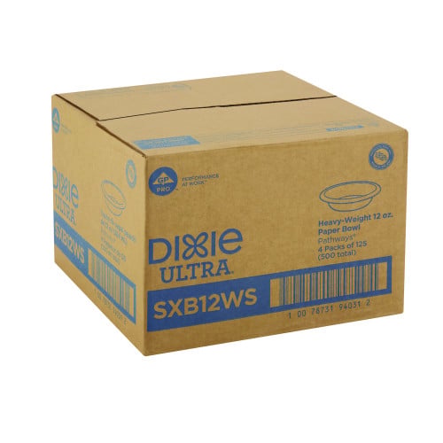 Dixie Pathways with Soak Proof Shield Heavyweight Paper Bowls, WiseSize, 12 oz, Green/Burgundy, 500/Carton (SXB12WS)