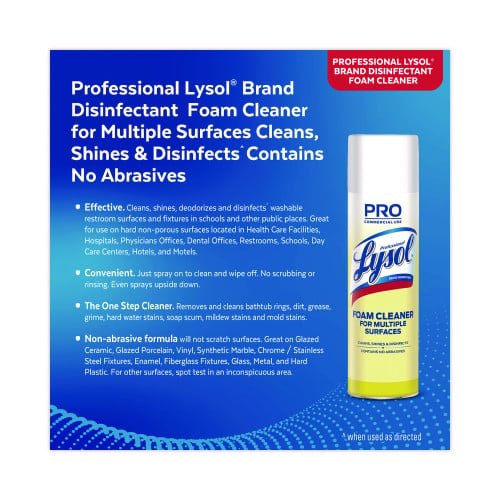 Lysol Disinfectant Foam Cleaner, 24 oz Aerosol Spray, 12/Carton (02775CT)