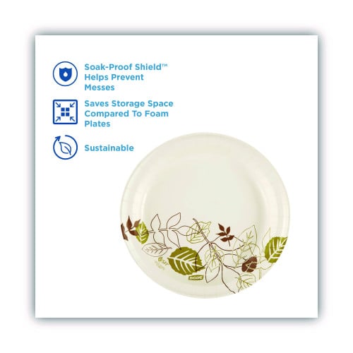 Dixie Pathways Soak-Proof Shield Mediumweight Paper Plates, WiseSize, 8.5" dia, Green/Burgundy, 125/Pack (UX9WSPK)