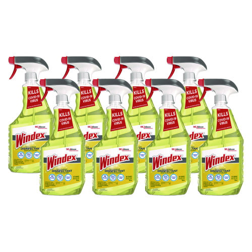 Windex Multi-Surface Disinfectant Cleaner, Fresh Scent, 32 oz Spray Bottle, 8/Carton (322369)