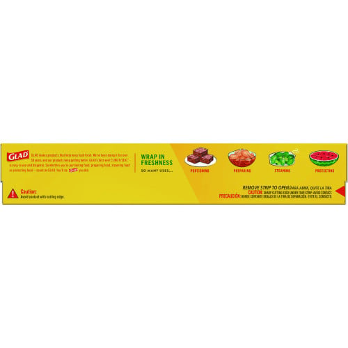 Glad Cling'N Seal Plastic Food Wrap, 200 Square Foot Roll, Clear (00020)