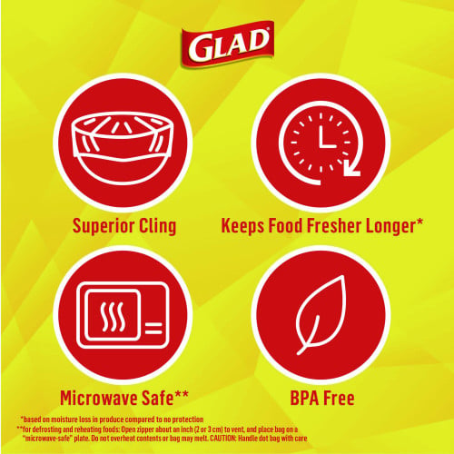 Glad Cling'N Seal Plastic Food Wrap, 200 Square Foot Roll, Clear (00020)