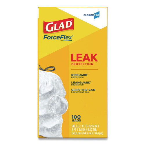 Glad Tall Kitchen Drawstring Trash Bags, 13 gal, 24" x 27.38", Gray, 100 Bags/Box, 4 Boxes/Carton (78526CT)