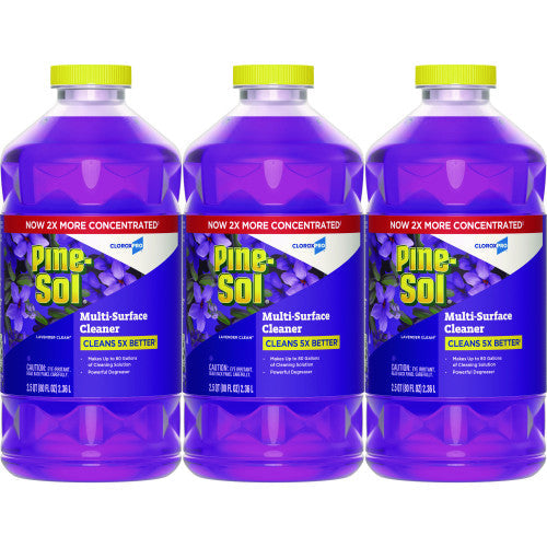 Pine-Sol CloroxPro Multi-Surface Cleaner Concentrated, Lavender Clean Scent, 80 oz Bottle, 3/Carton (60608CT)