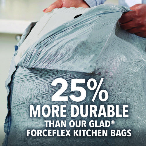 Glad ForceFlex MaxStrength Tall Kitchen Drawstring Trash Bags, 13 gal, Fresh Clean Scent, 24" x 28", White, 34/Box, 6 Boxes/CT (70320)