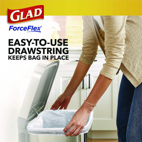 Glad ForceFlex Kitchen Drawstring Trash Bags, 13 gal, Fresh Clean Scent, 24" x 27.38", White, 80/Box (78899BX)