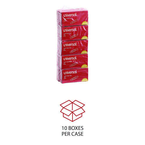 Universal Paper Clips, Jumbo, Smooth, Silver, 100 Clips/Box, 10 Boxes/Pack (UNV72220)