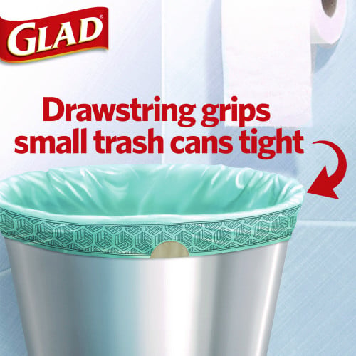 Glad Small Kitchen Drawstring Trash Bags, 4 gal, Beachside Breeze Scent, 0.5 mil, 18" x 17", Blue, 80/Box (79155)