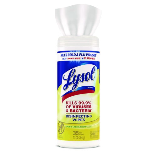 Lysol® Disinfecting Wipes, Lemon & Lime, 12 Canisters (81145CT)