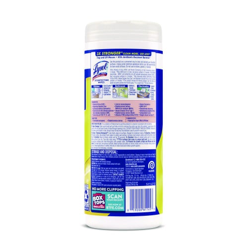 Lysol® Disinfecting Wipes, Lemon & Lime, 12 Canisters (81145CT)