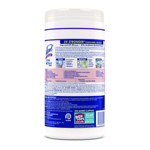 Lysol® Dual Action Disinfecting Wipes, 1-Ply, 75 Wipes per Canister, 6 Canisters (81700CT)