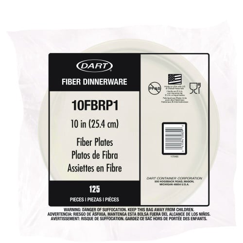 Dart Compostable Fiber Dinnerware, ProPlanet Seal, Plate, 10.2" dia, Natural, 500/Carton (10FBRP1)